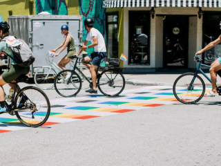 cyclists participating in the Pride Ride