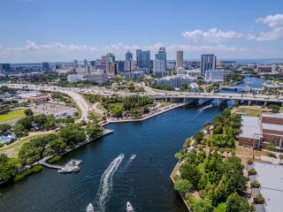 skyline view of tampa bay including river