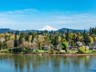 Portland, Oregon River View With Mt. Hood in the background