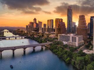 Downtown Austin Texas with capital and riverfront