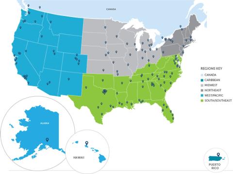 MINT+ map of destinations