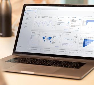 computer showing google analytics dashboard