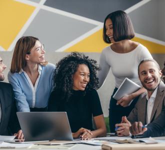 diverse group of coworkers in an office setting