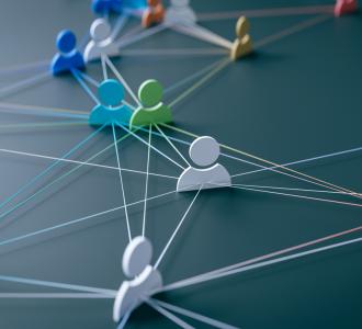 people connected via string