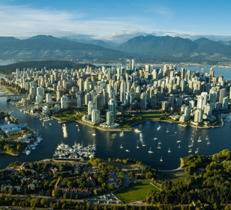Vancouver British Colombia aerial view of city