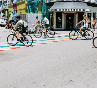 cyclists participating in the Pride Ride