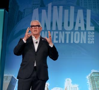 Don Welsh on stage at Annual Convention