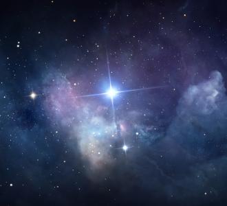 Abstract illustration of the bright cross-shaped star shining in the night sky