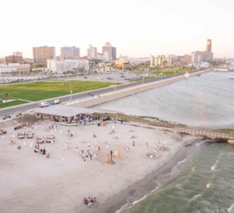aerial view of beach in Corpus Christi