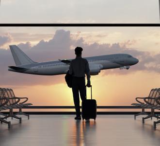 man with suitcase at the airport